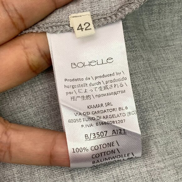 NWT Bohelle Women's Gray Long Sleeve Midi Mock Neck Cotton Dress Size 42 / M - Picture 14 of 15